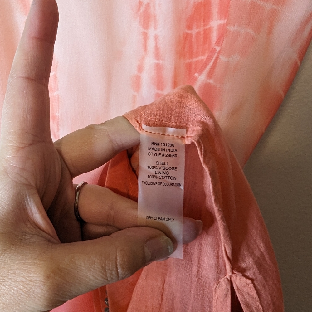 Soft Surroundings Make A Splash Tie Dye Ombre Coral Peach Maxi Dress Medium - Picture 4 of 5